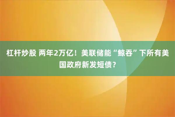 杠杆炒股 两年2万亿！美联储能“鲸吞”下所有美国政府新发短债？
