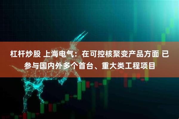 杠杆炒股 上海电气：在可控核聚变产品方面 已参与国内外多个首台、重大类工程项目